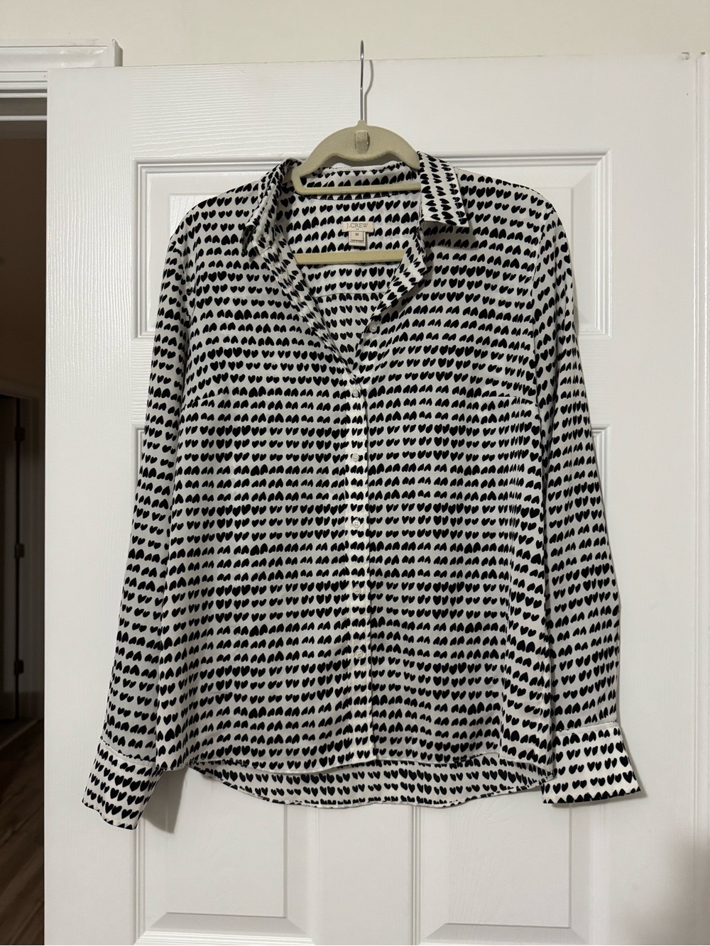J. Crew Black Heart-Print Button-Down Shirt on White